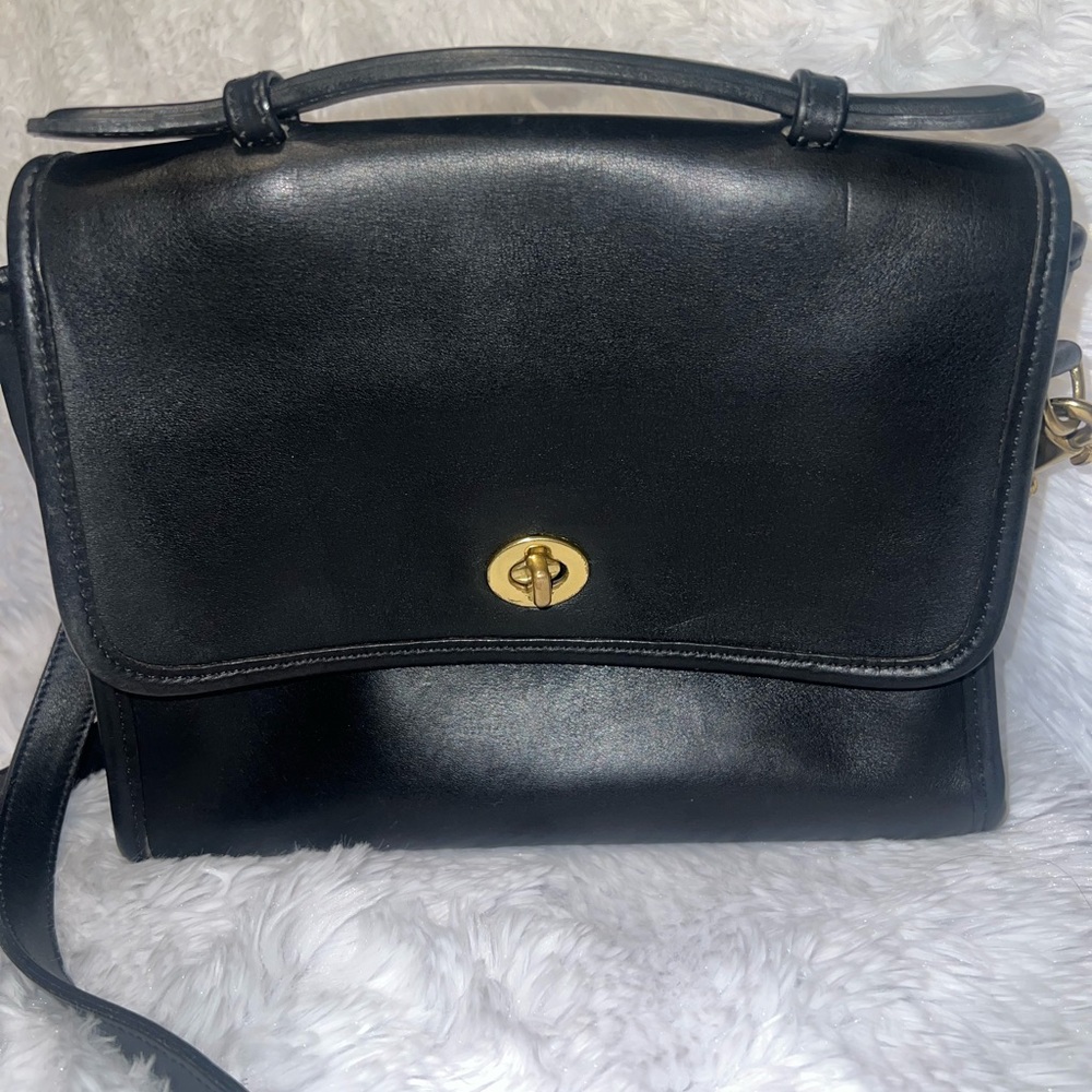 Vintage Coach  Black Leather Willis Handbag 1970’s